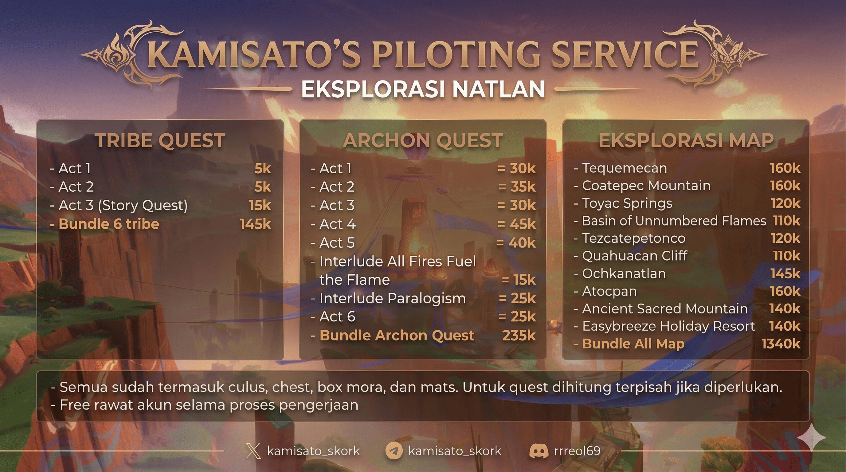 Pricelist Natlan Exploration